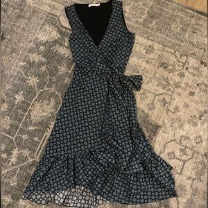 Tory Burch Logo Medallion Batik Print wrap dress size 8